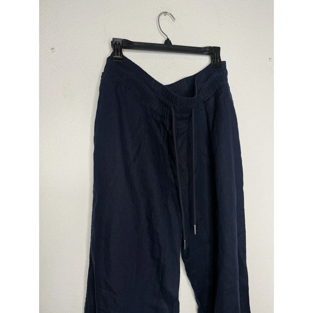 Quince Womens Navy 100% European Linen Wide Leg Pants Size XL Quiet Luxury